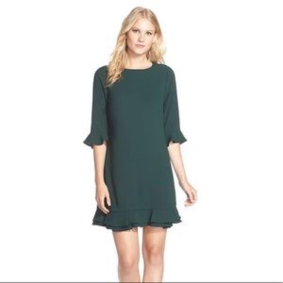 CeCe Dresses & Skirts - Cece Emerald Green Dress with Ruffles- 6
